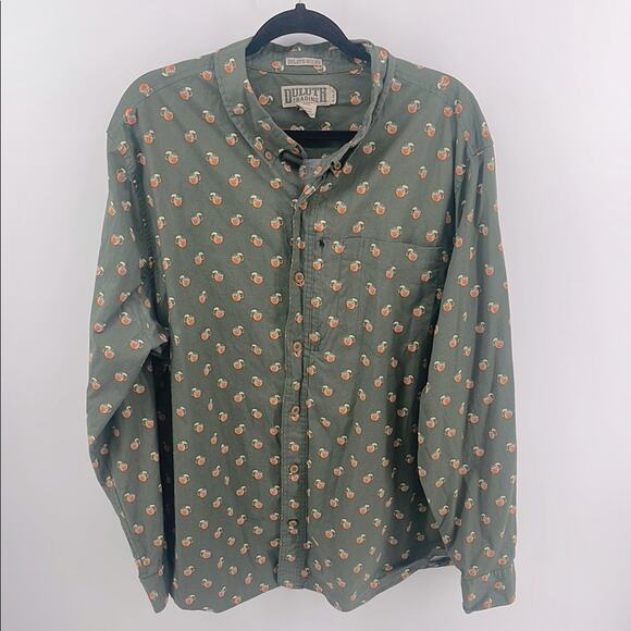 Duluth Trading Untucked Moscow Mule cocktail print long sleeve button up shirt - Picture 1 of 7
